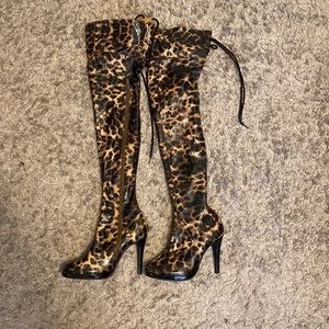 Leopard Thigh high boots Size 7